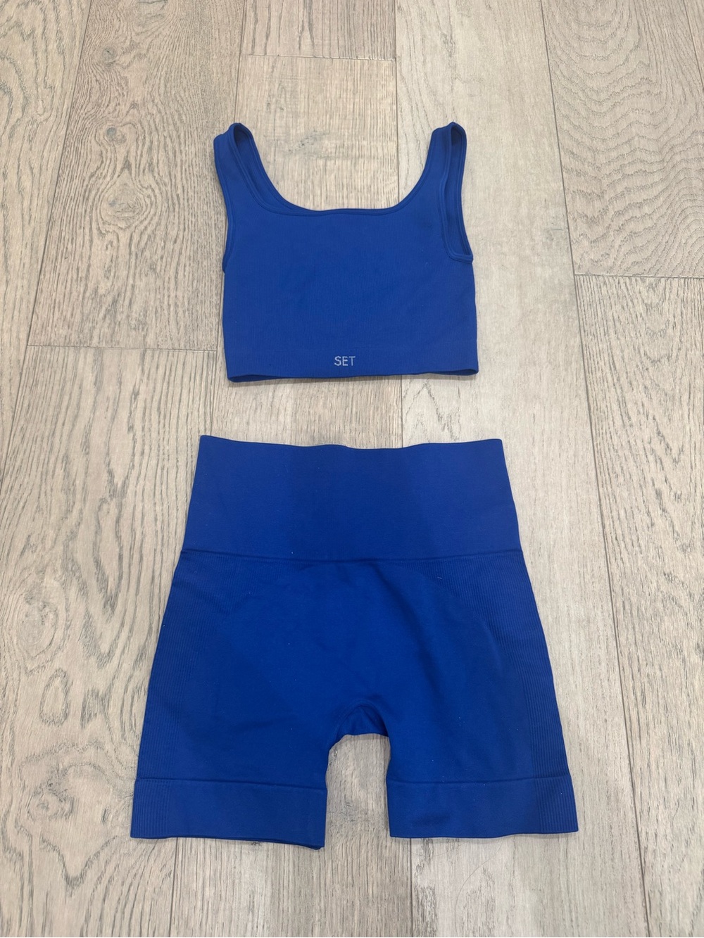 SET Active Cobalt Blue Seamless Crop Top & High-Waist Bike Shorts